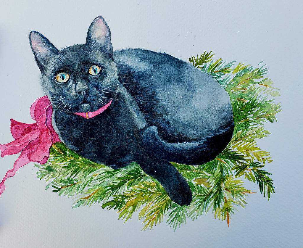 Custom Watercolor Pet Portrait, 8"x10"