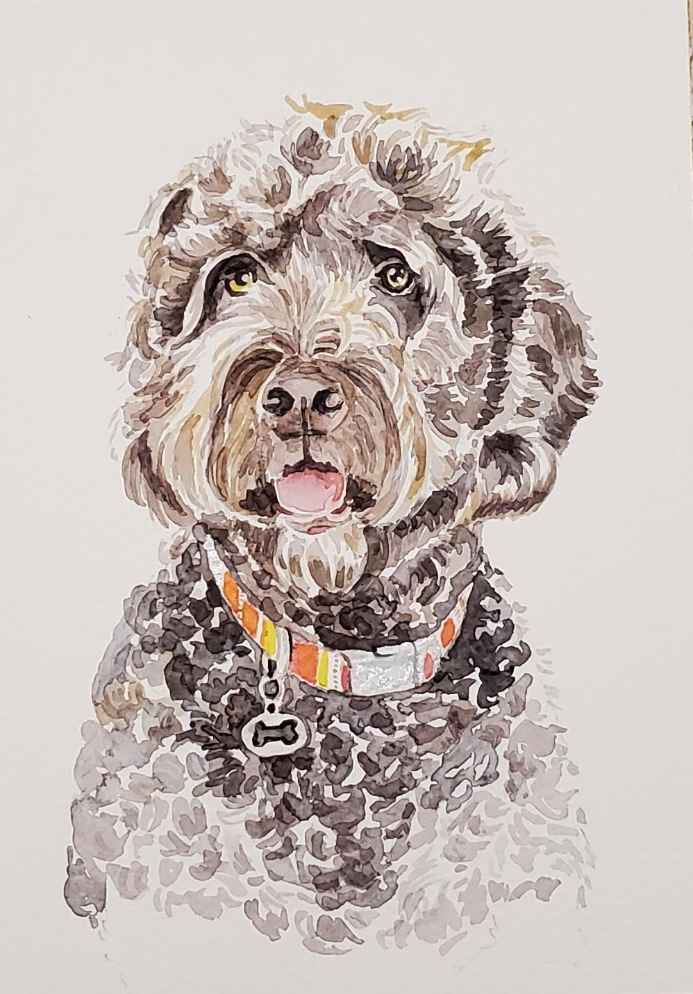 Custom Watercolor Pet Portrait, 5"x7"