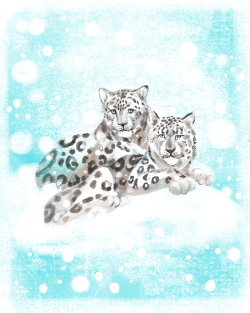 "Creatures of the North" Snow Leopards Giclee Print 5x7