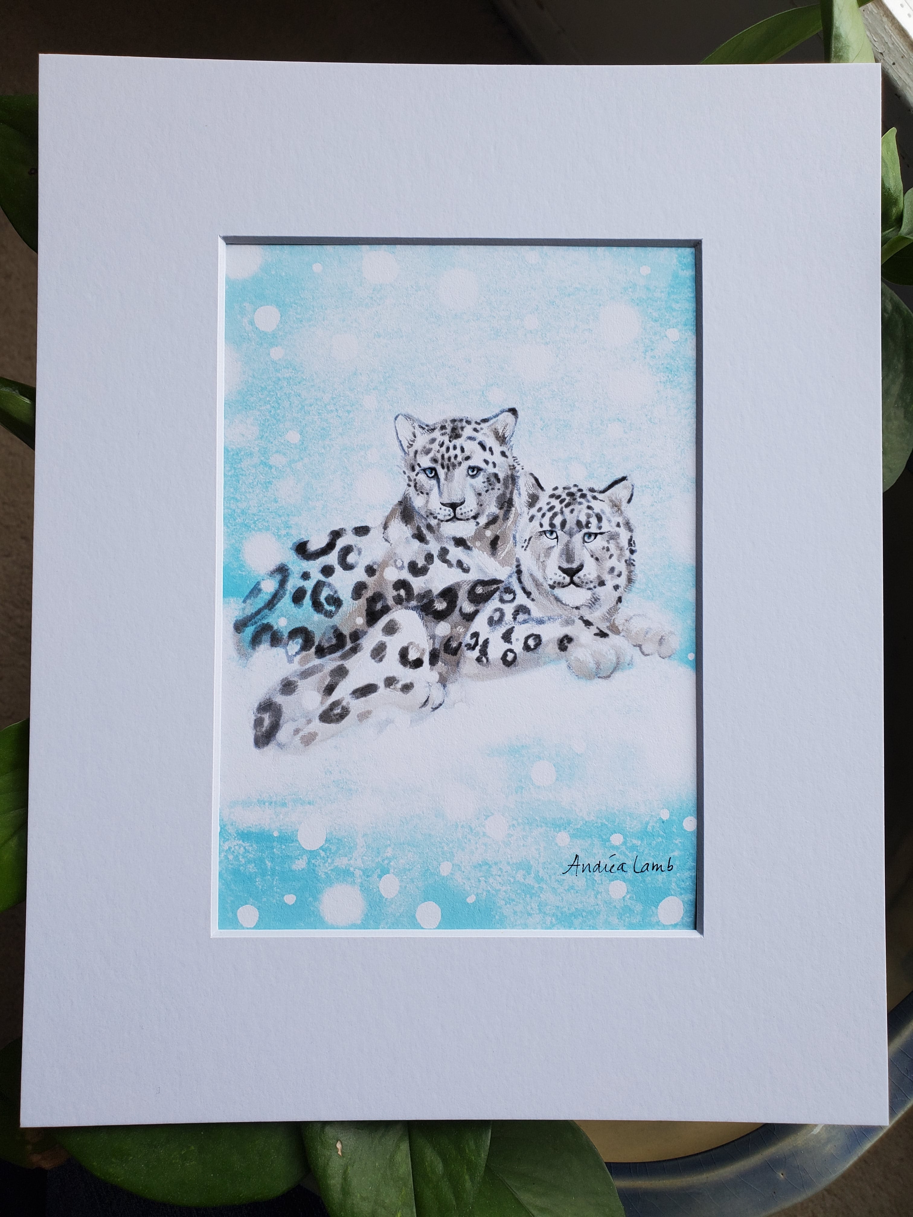 "Creatures of the North" Snow Leopards Giclee Print 5x7