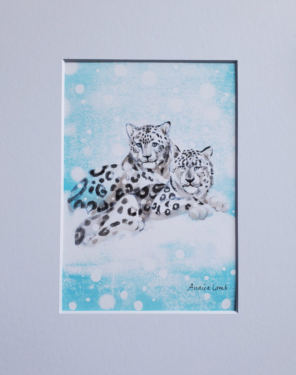 "Creatures of the North" Snow Leopards Giclee Print 5x7