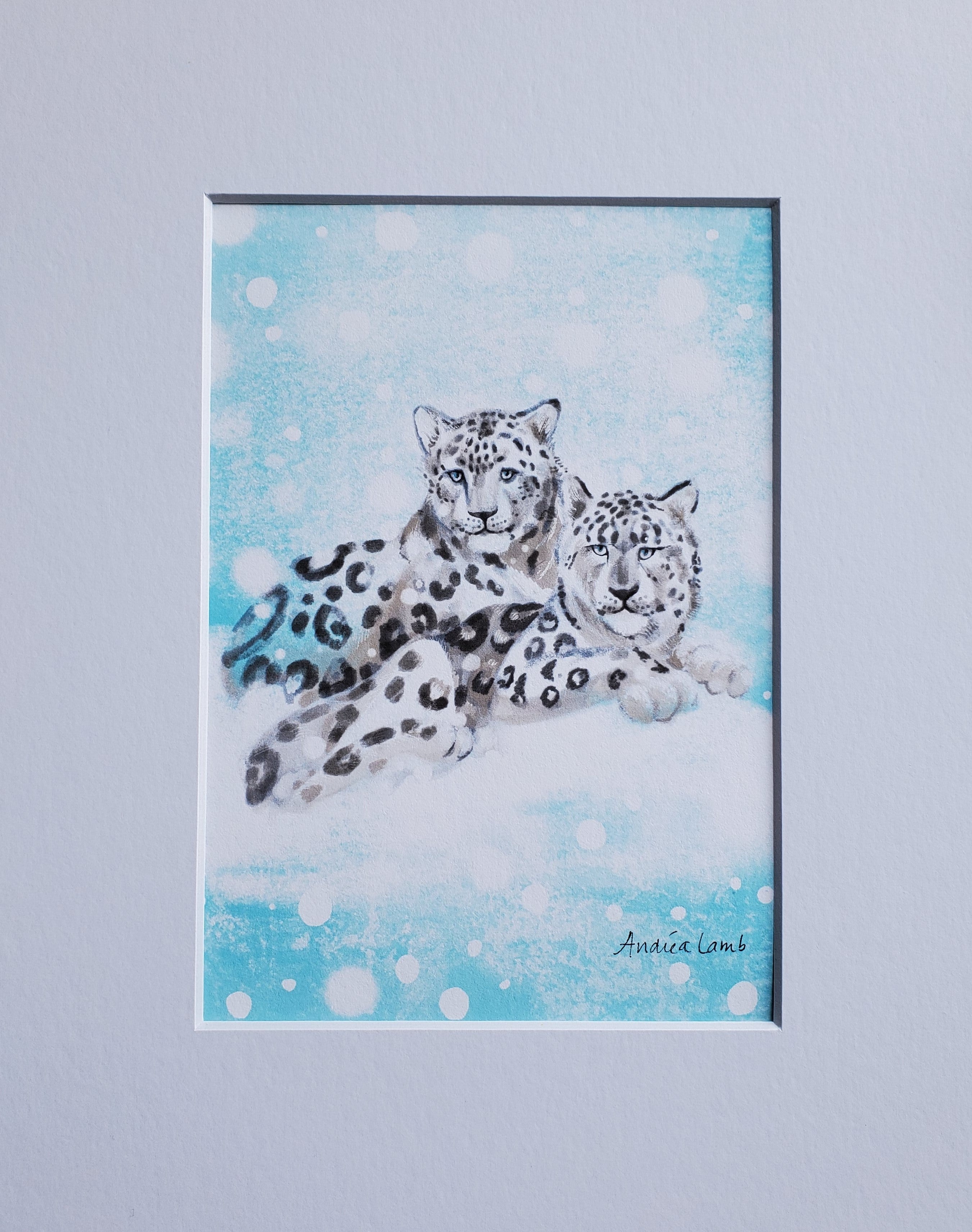 "Creatures of the North" Snow Leopards Giclee Print 5x7