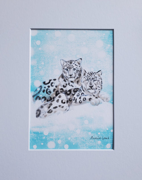"Creatures of the North" Snow Leopards Giclee Print 5x7