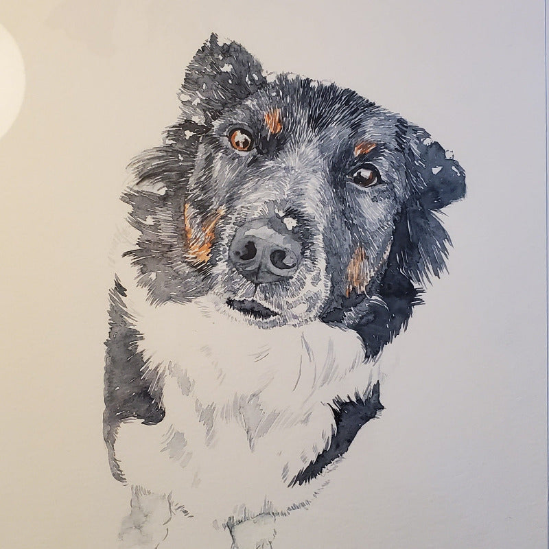 Artistic depiction of a dog with a neutral background