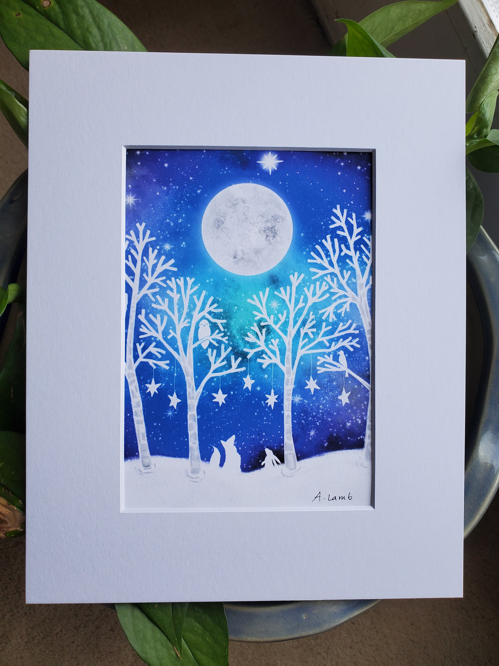 "Festive Galaxy" Whimsical Winter Giclee Print 5x7