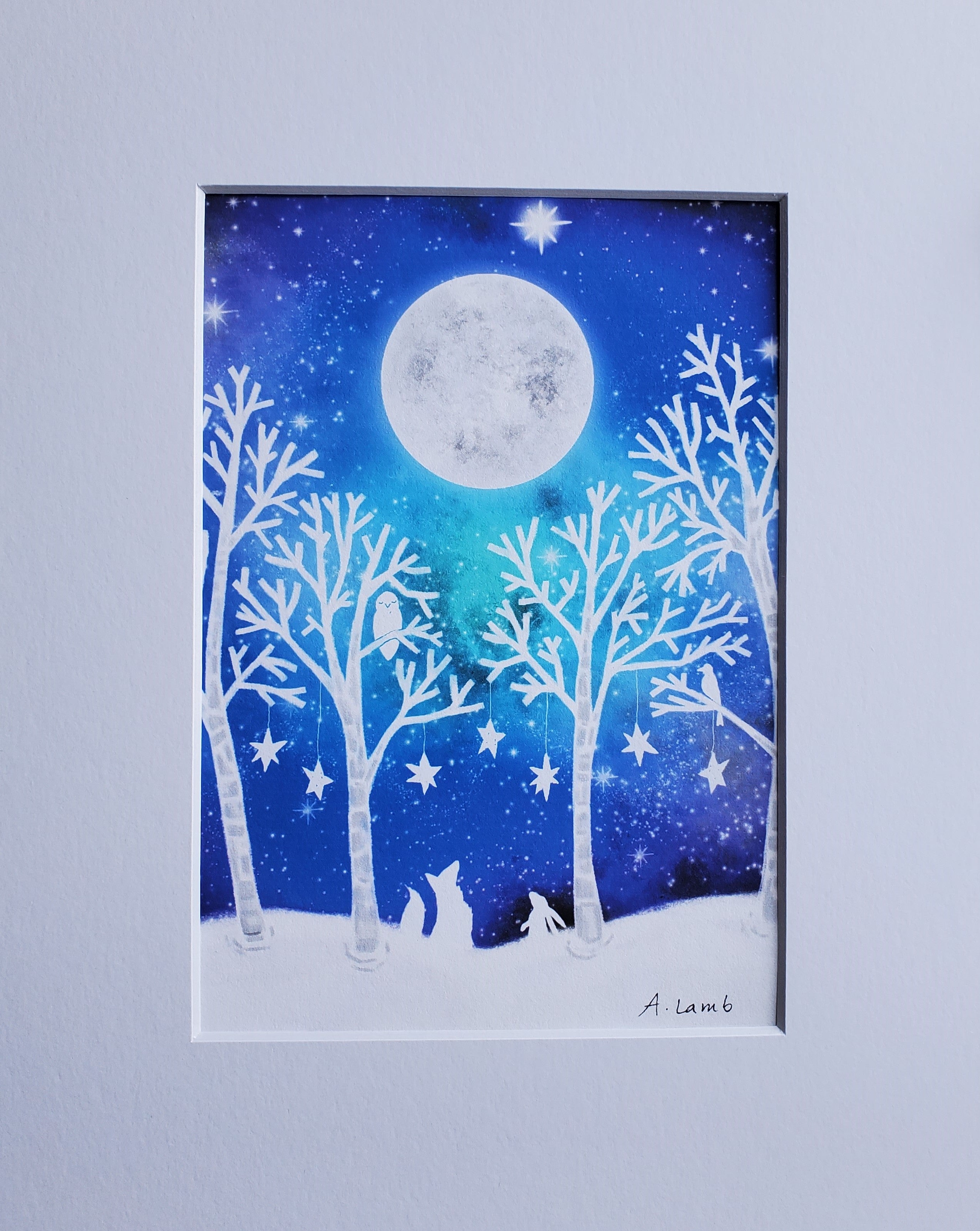 "Festive Galaxy" Whimsical Winter Giclee Print 5x7
