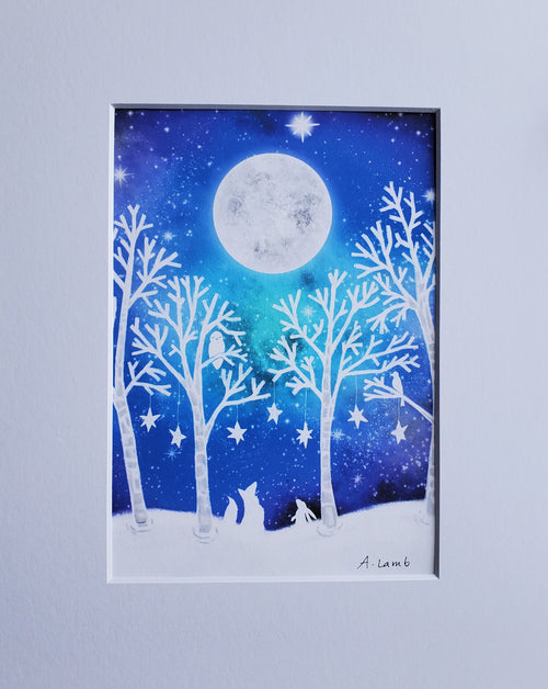 "Festive Galaxy" Whimsical Winter Giclee Print 5x7