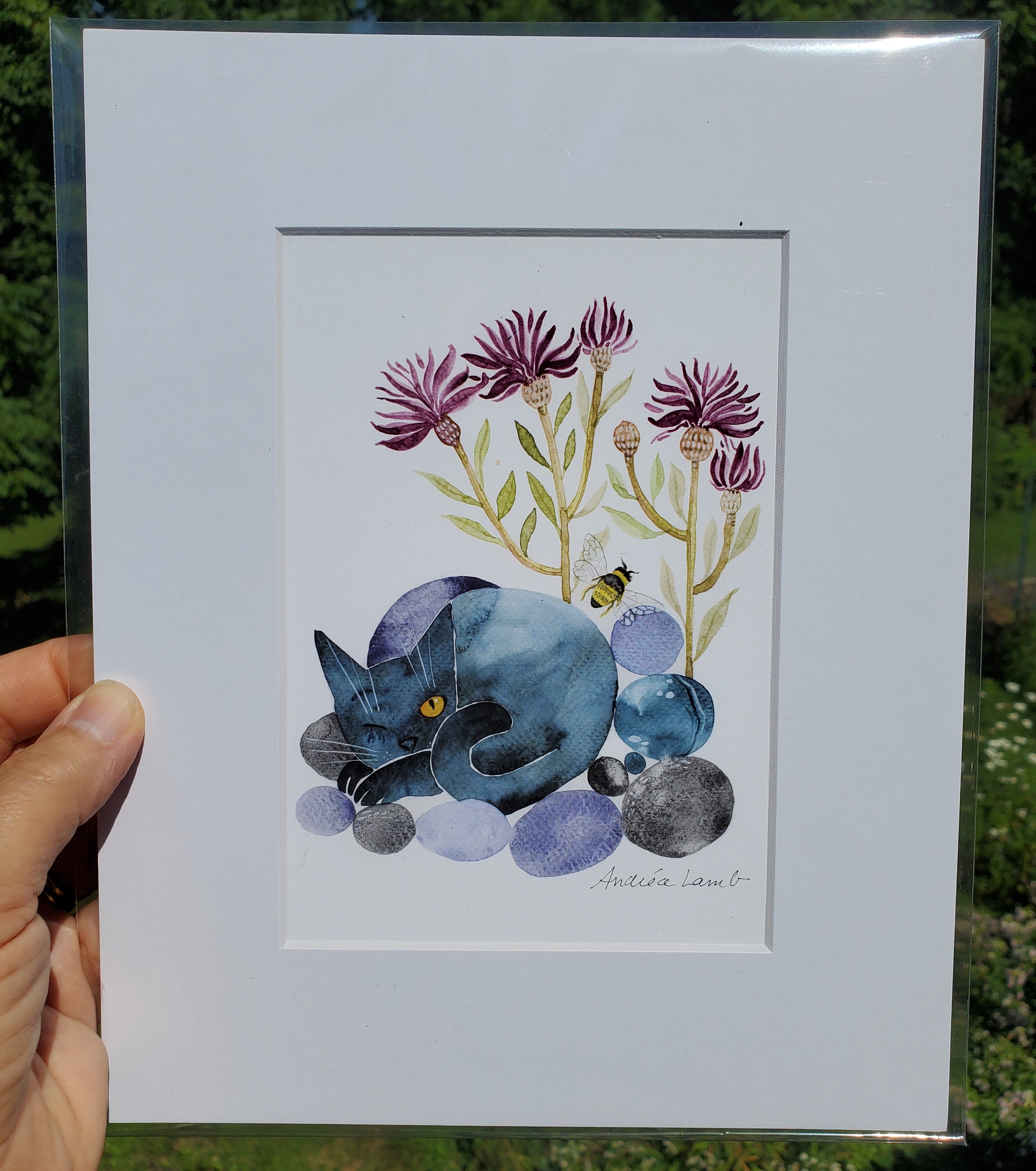Mr. Kitty and the Bee, Giclee print 5"x7"