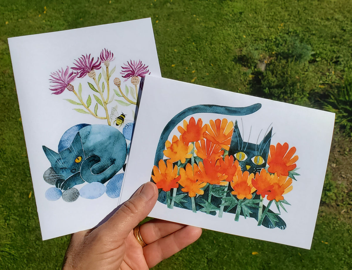 Set of 2 Mr. Kitty Greeting cards