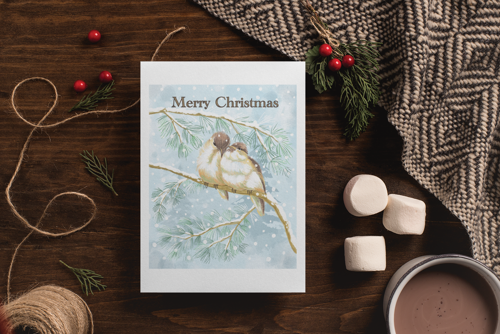 "Lovebirds" Christmas & holiday greeting card