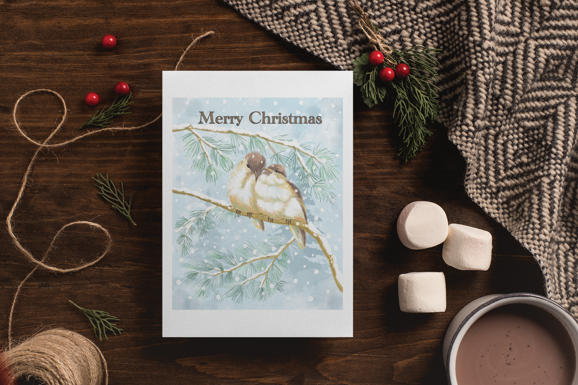 "Lovebirds" Christmas & holiday greeting card