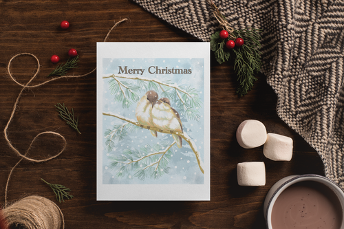"Lovebirds" Christmas & holiday greeting card