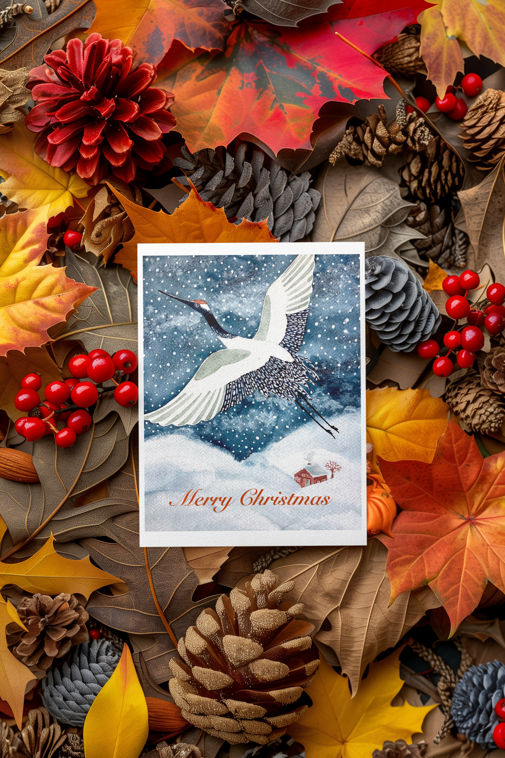 "Japanese Crane" Christmas & holiday greeting card