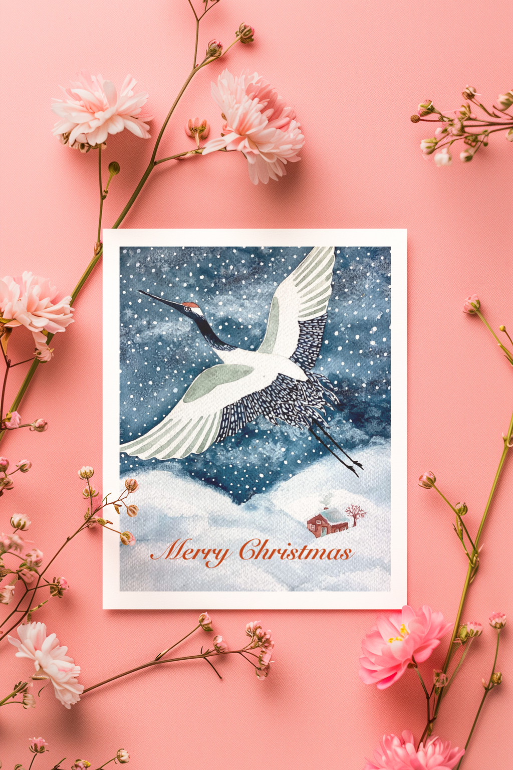 "Japanese Crane" Christmas & holiday greeting card