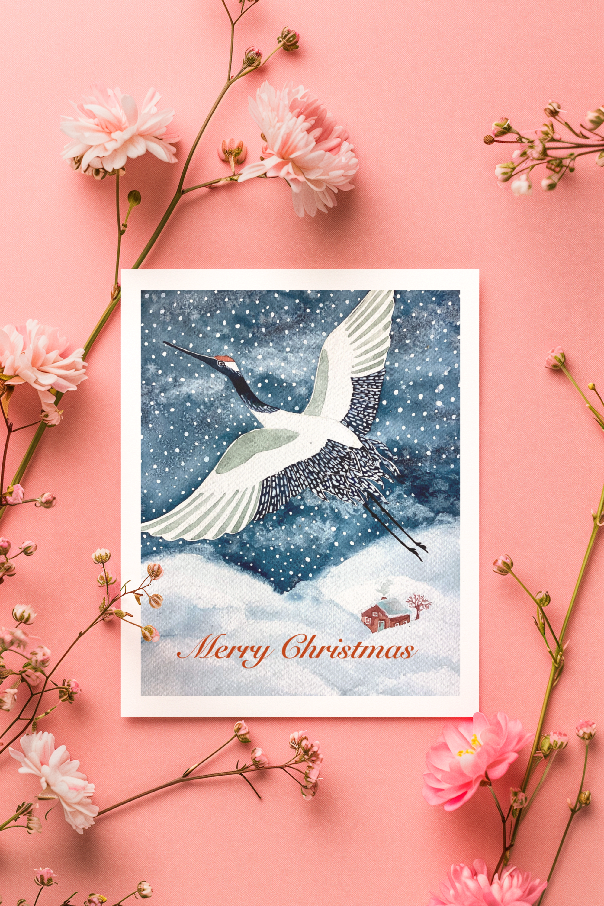 "Japanese Crane" Christmas & holiday greeting card