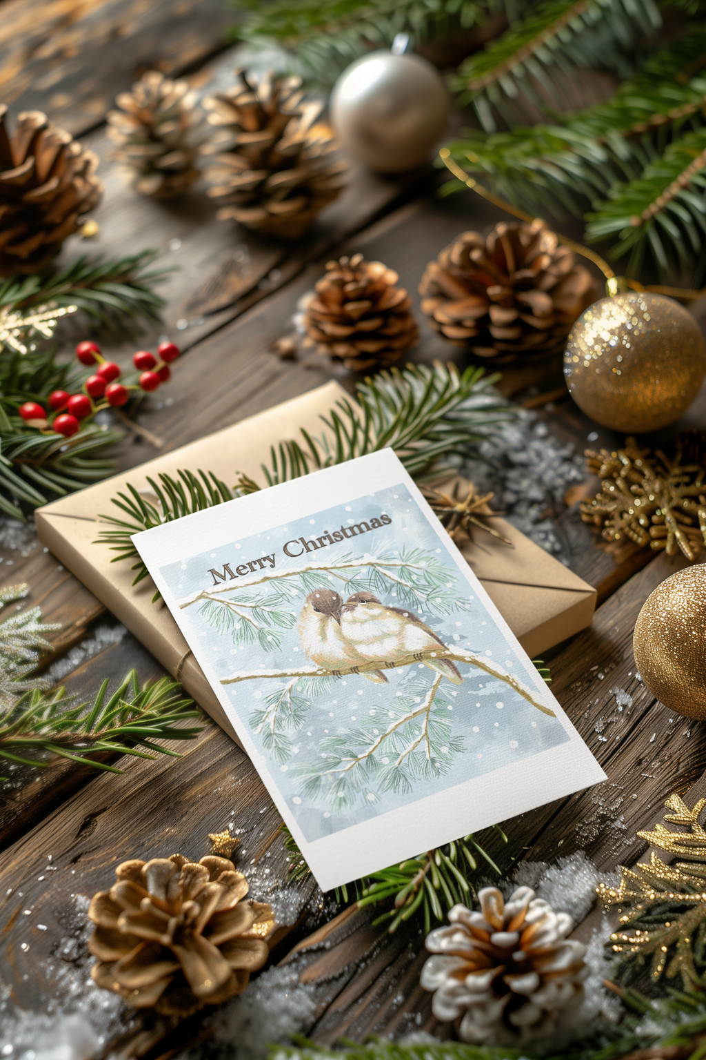 "Lovebirds" Christmas & holiday greeting card