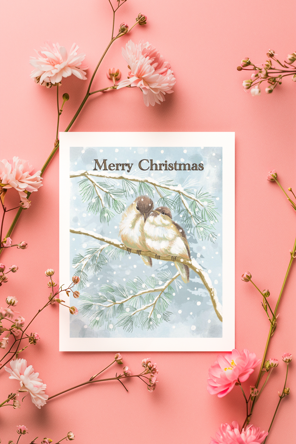 "Lovebirds" Christmas & holiday greeting card