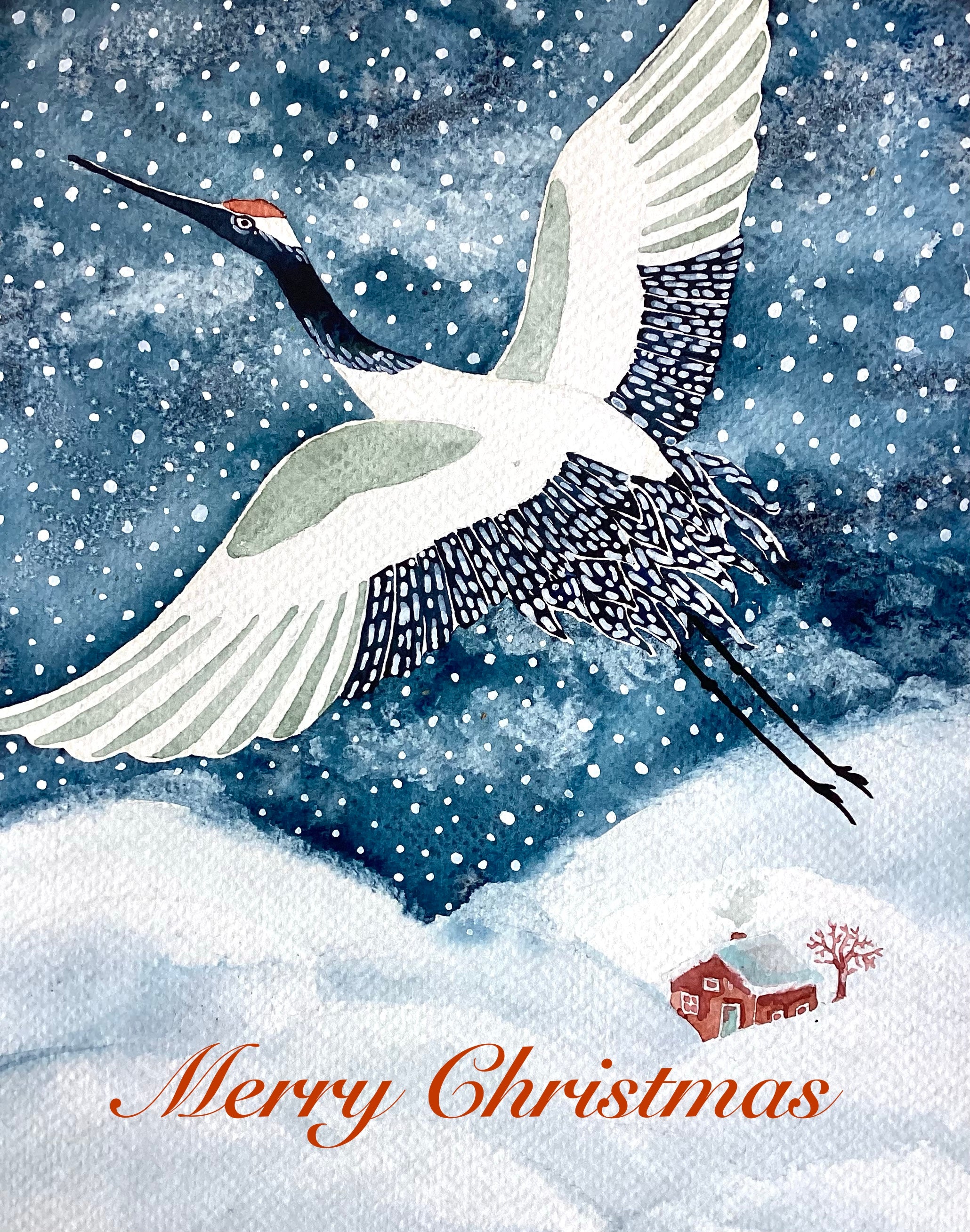 "Japanese Crane" Christmas & holiday greeting card