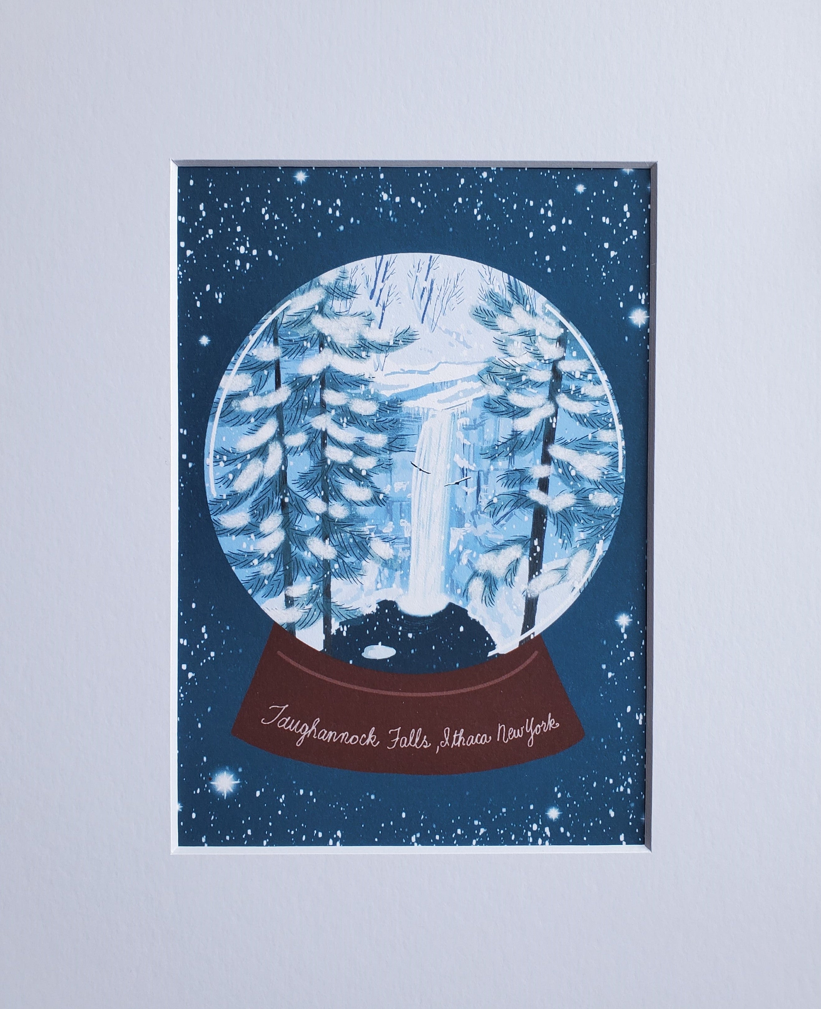 "Taughannock Falls" Winter snow globe Giclee Print 5x7