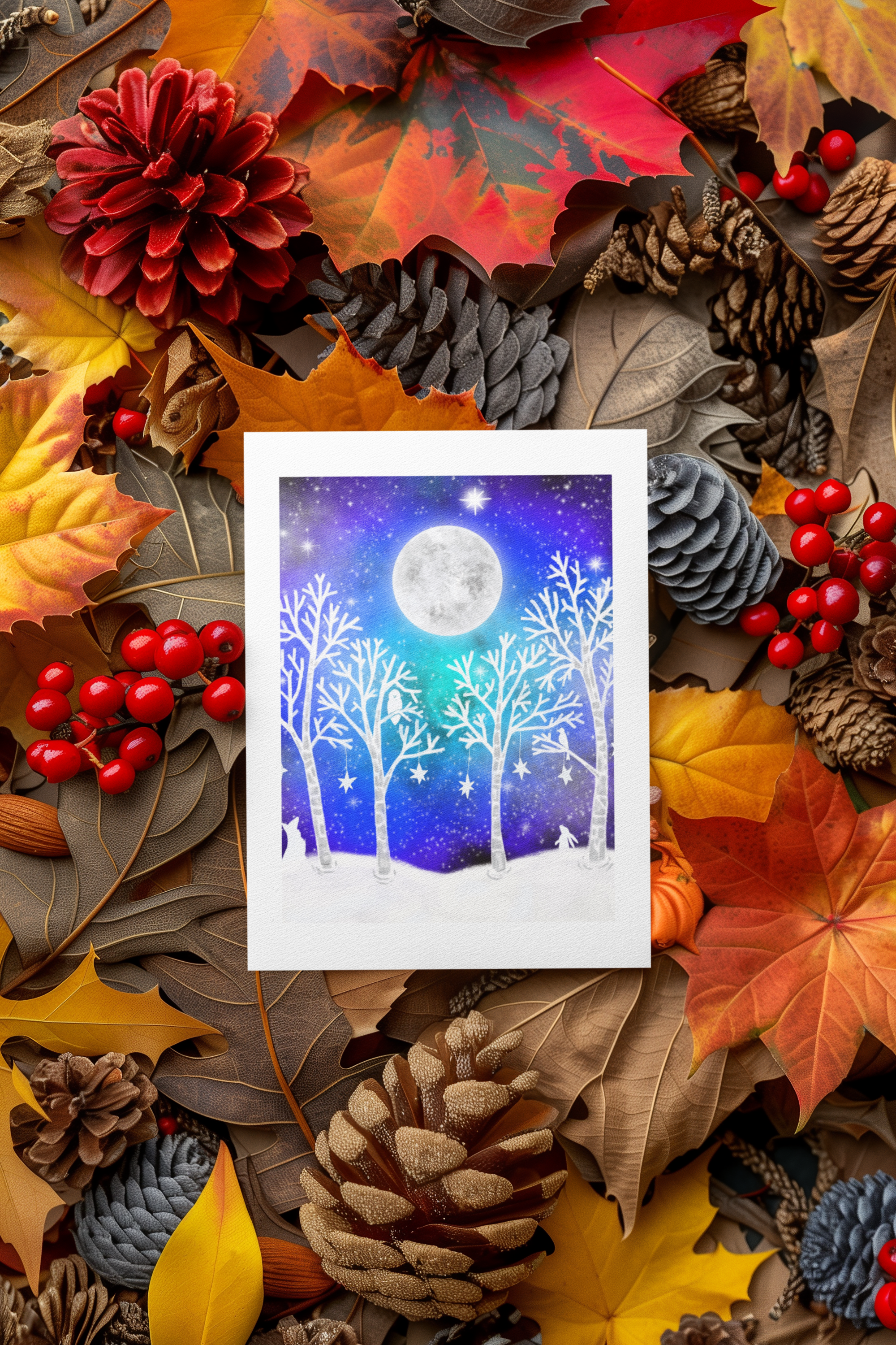 "Festive Galaxy," Christmas & holiday greeting card